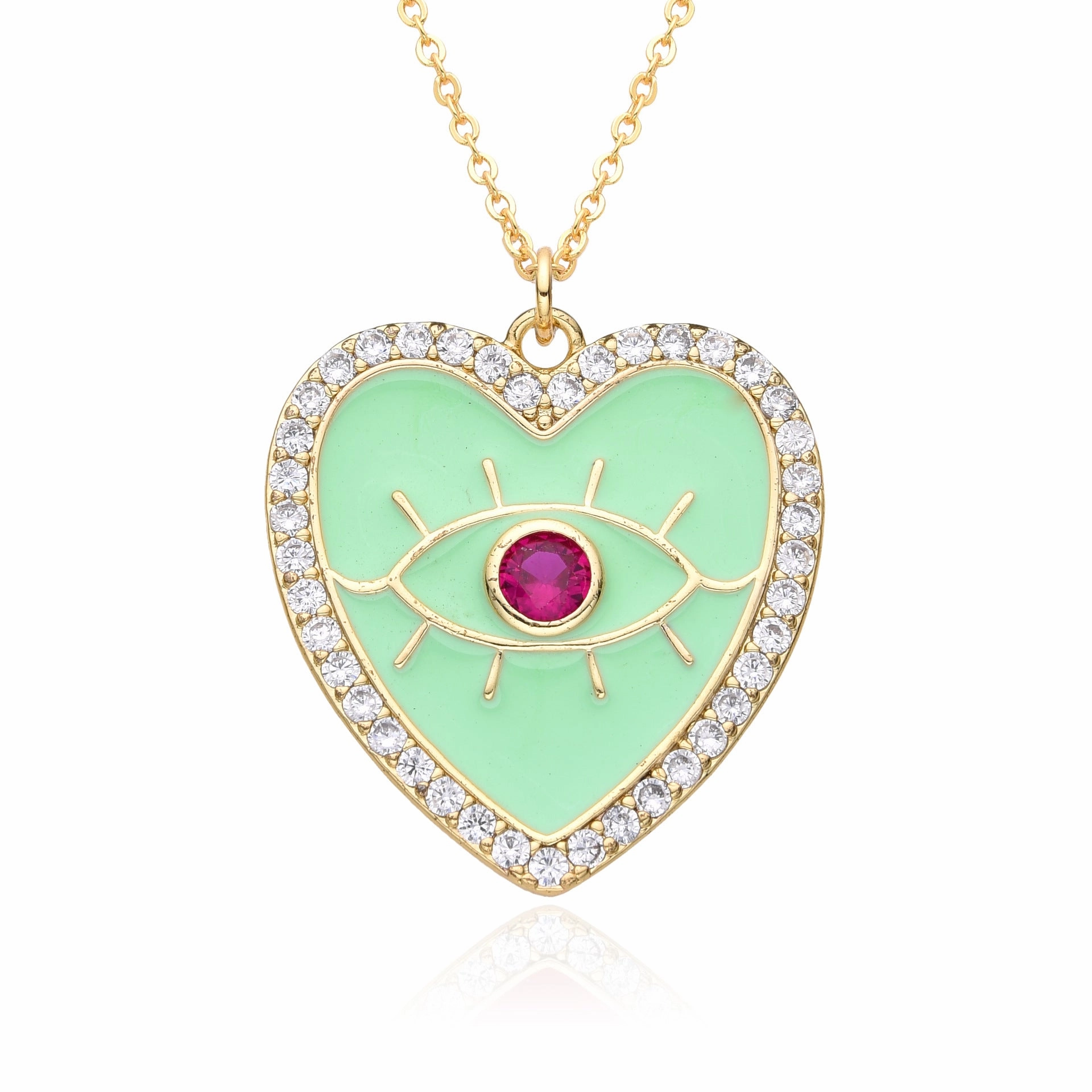 Wholesale Copper Plated Real Gold Dripping Love Eyes Geometric Necklace