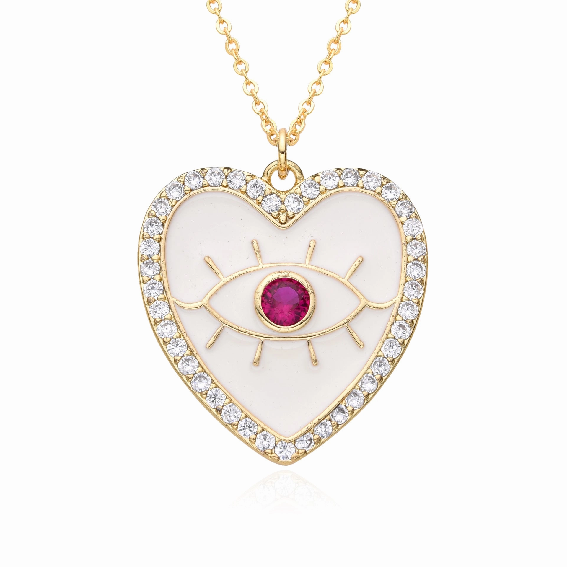 Wholesale Copper Plated Real Gold Dripping Love Eyes Geometric Necklace