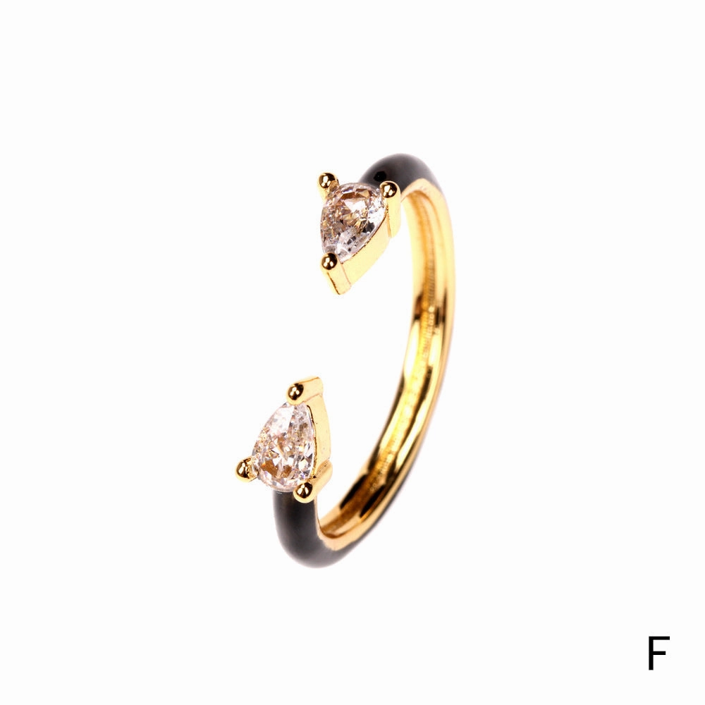 Wholesale Copper Plated Water Drop Micro Set Open Ring