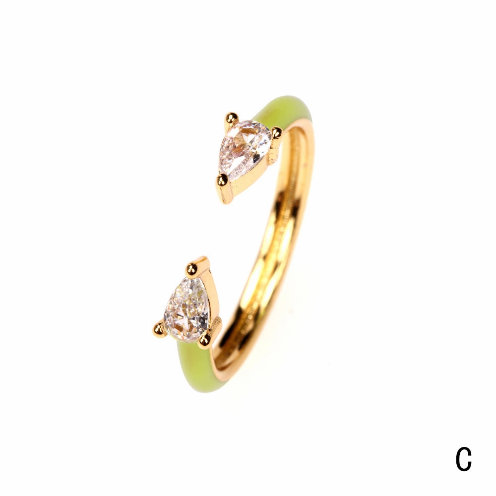 Wholesale Copper Plated Water Drop Micro Set Open Ring