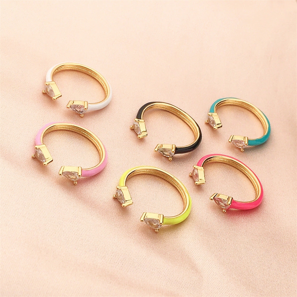 Wholesale Copper Plated Water Drop Micro Set Open Ring