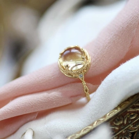 Wholesale Copper Plated Yellow Crystal Rings