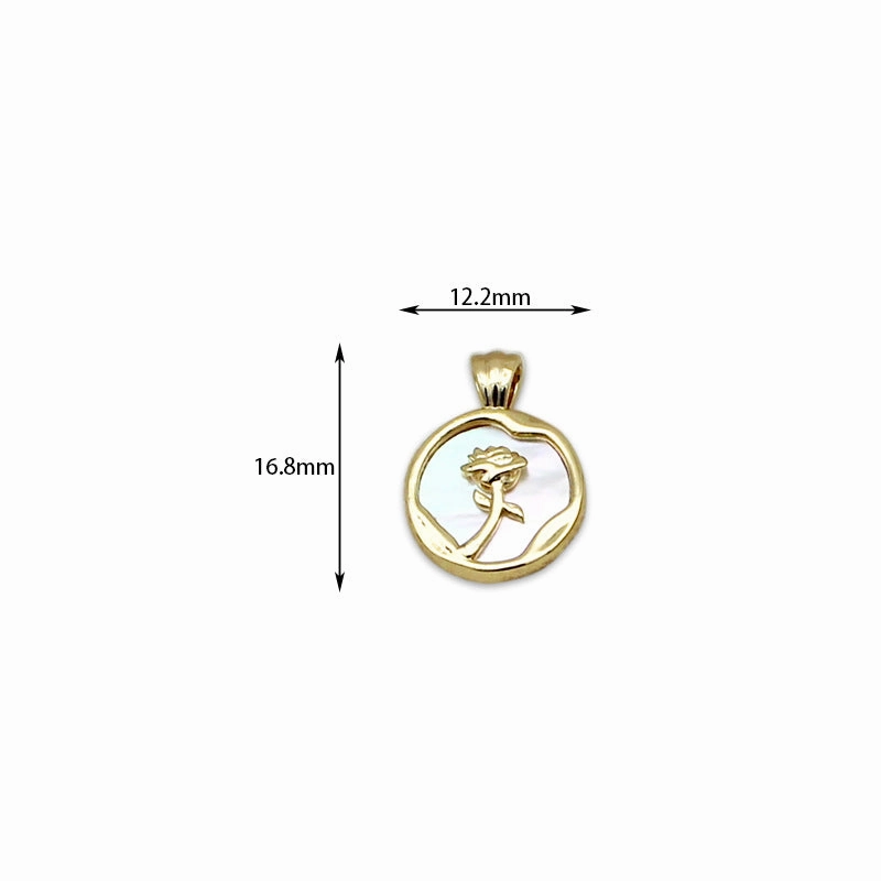 Wholesale Copper White Shellfish Medallion Rose Pendant Necklace 18K Gold Plated Accessories Pearl Accessories