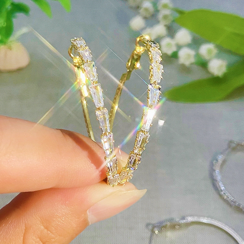 Wholesale Copper Zircon Exaggerated Large Earrings