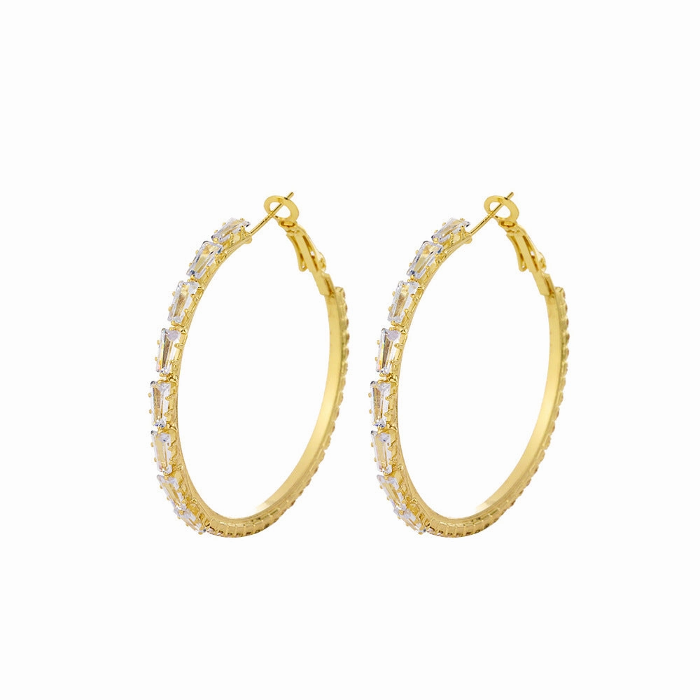 Wholesale Copper Zircon Exaggerated Large Earrings