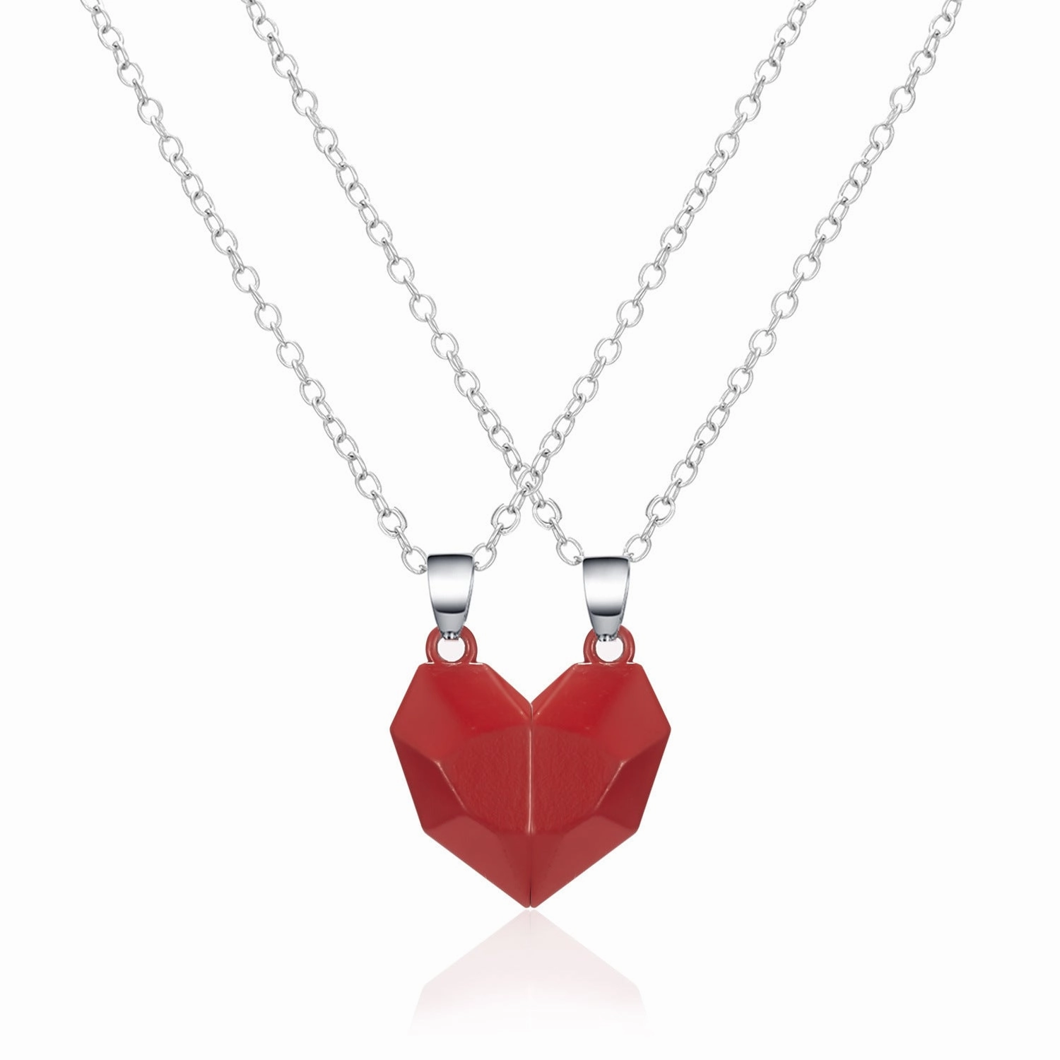 Wholesale Couple Love Necklace Magnet Wishing Stone Pendant Broken Heart Clavicle Chain Heart Shaped Necklaces