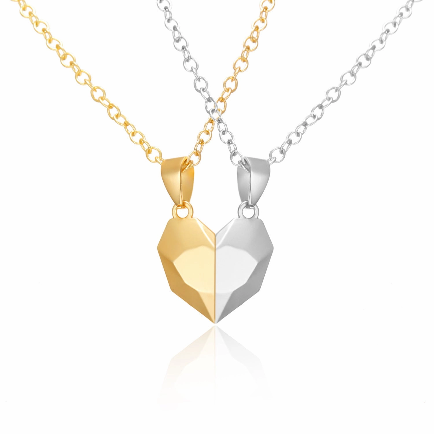 Wholesale Couple Love Necklace Magnet Wishing Stone Pendant Broken Heart Clavicle Chain Heart Shaped Necklaces