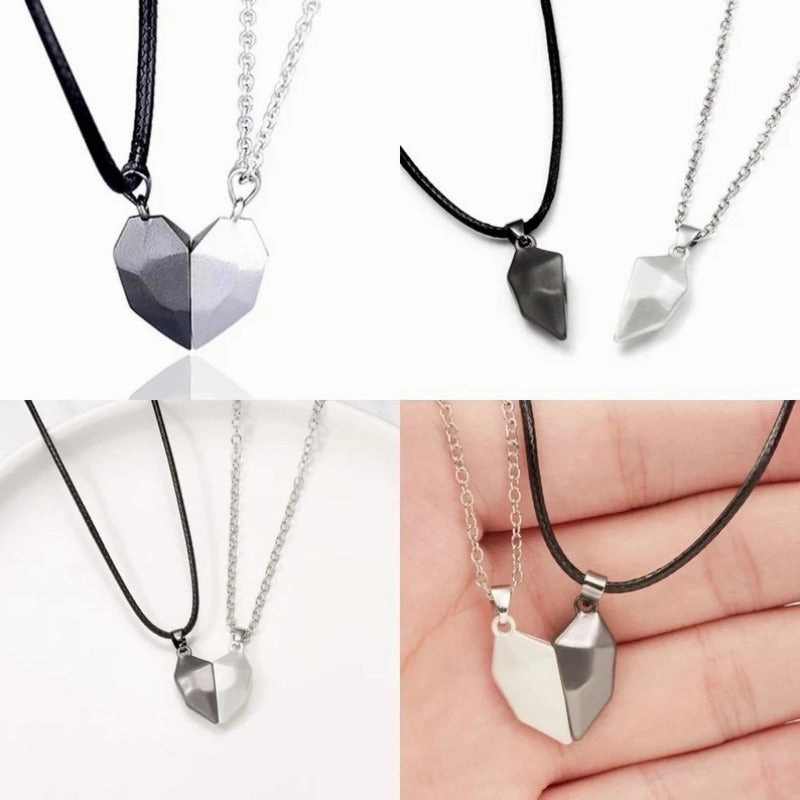 Wholesale Couple Love Necklace Magnet Wishing Stone Pendant Broken Heart Clavicle Chain Heart Shaped Necklaces