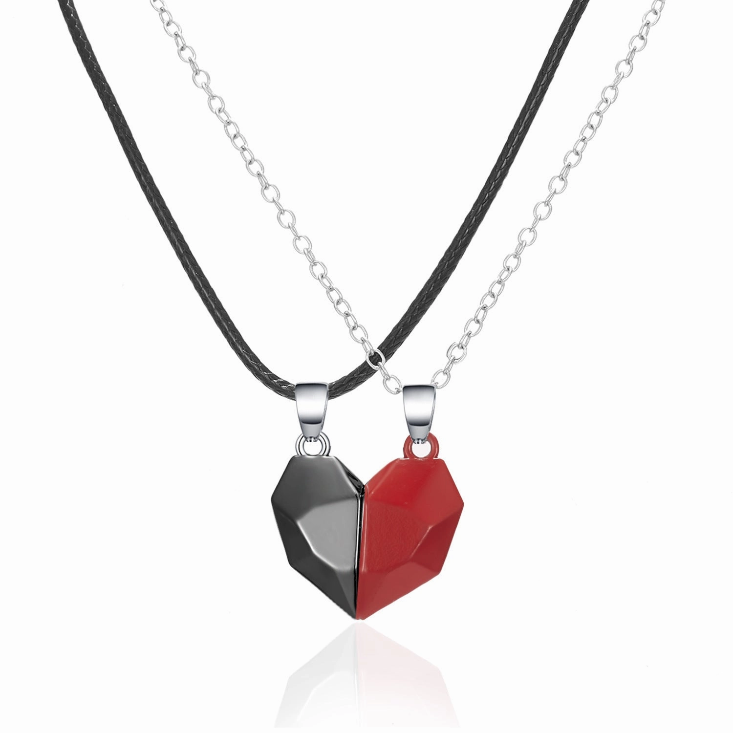 Wholesale Couple Love Necklace Magnet Wishing Stone Pendant Broken Heart Clavicle Chain Heart Shaped Necklaces