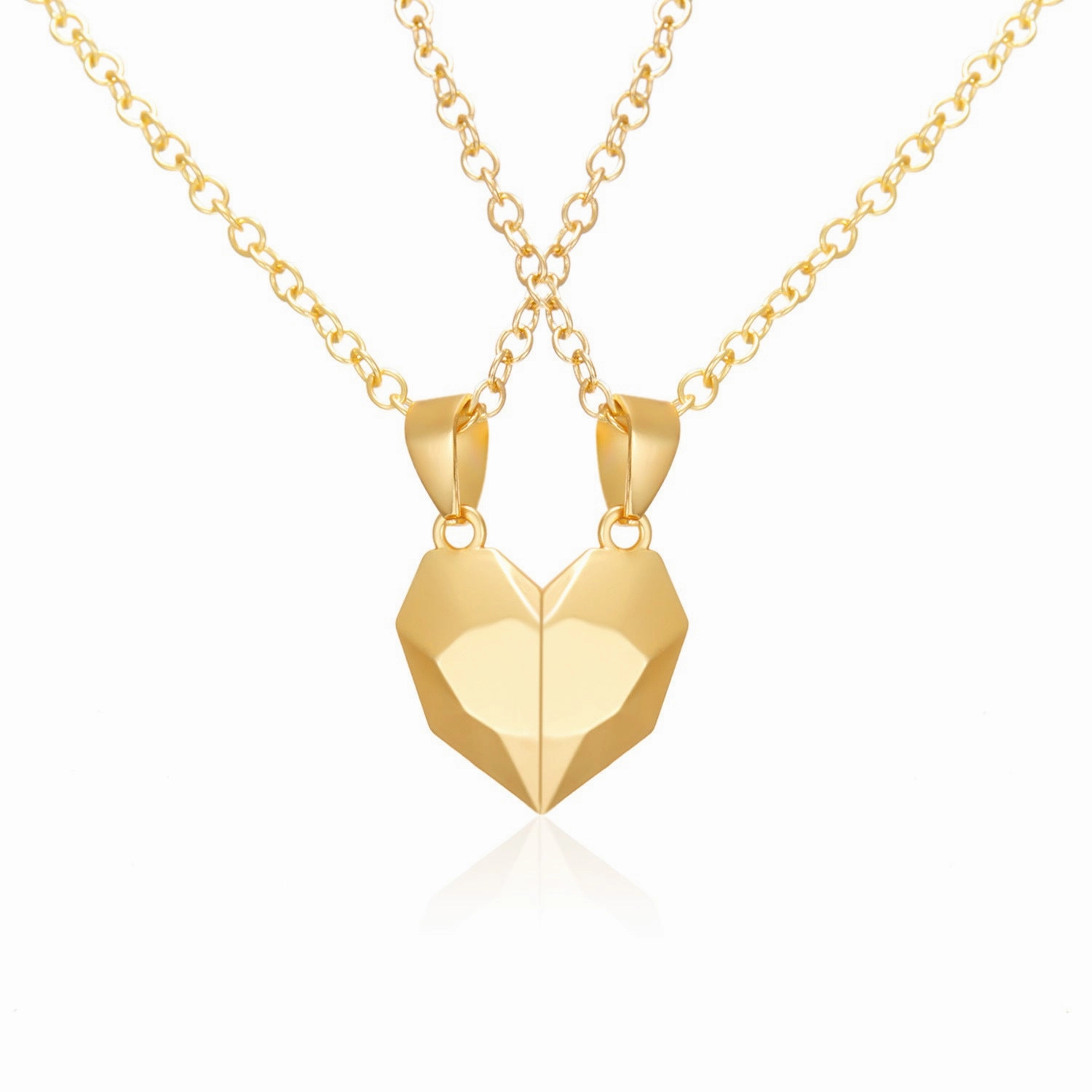 Wholesale Couple Love Necklace Magnet Wishing Stone Pendant Broken Heart Clavicle Chain Heart Shaped Necklaces