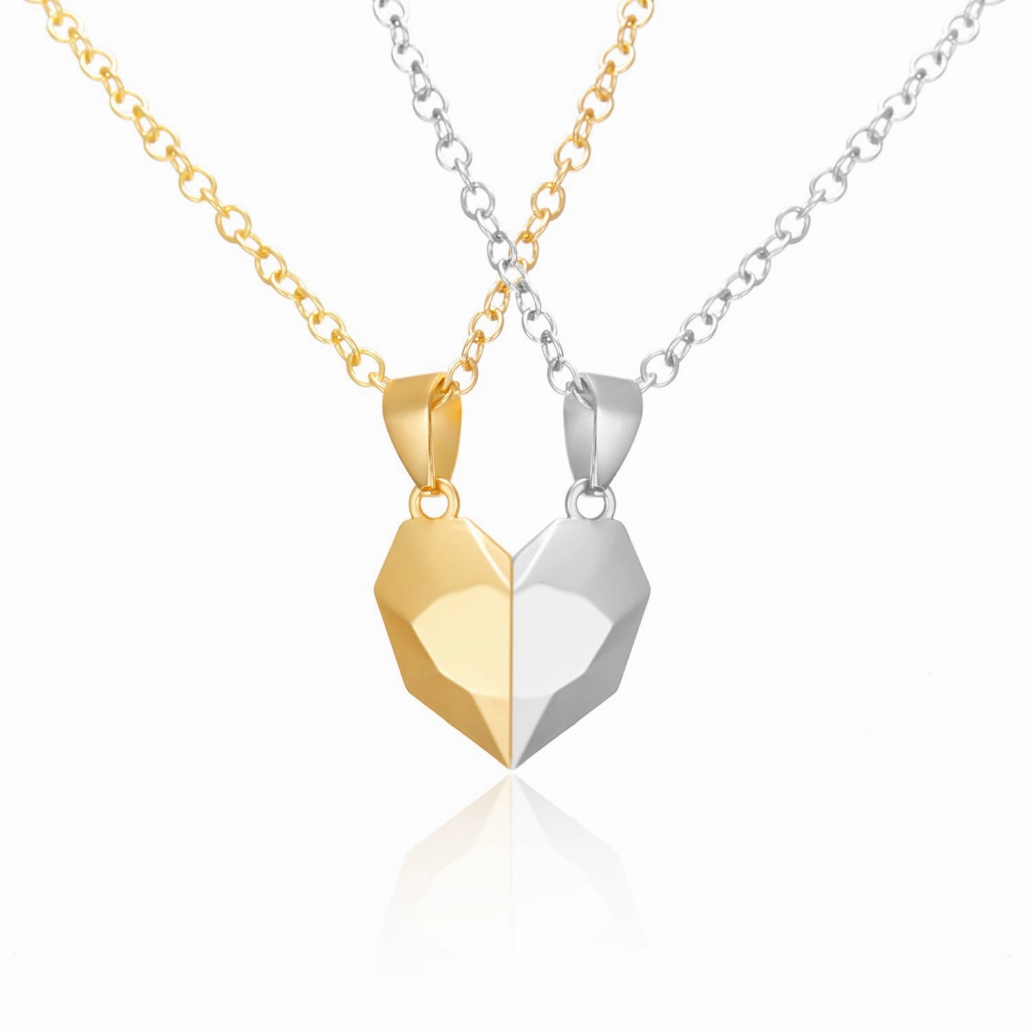Wholesale Couple Love Necklace Magnet Wishing Stone Pendant Broken Heart Clavicle Chain Heart Shaped Necklaces