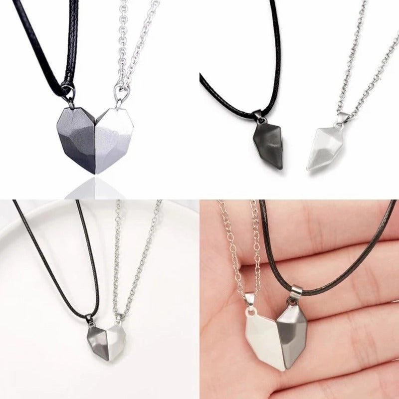 Wholesale Couple Love Necklace Magnet Wishing Stone Pendant Broken Heart Clavicle Chain Heart Shaped Necklaces