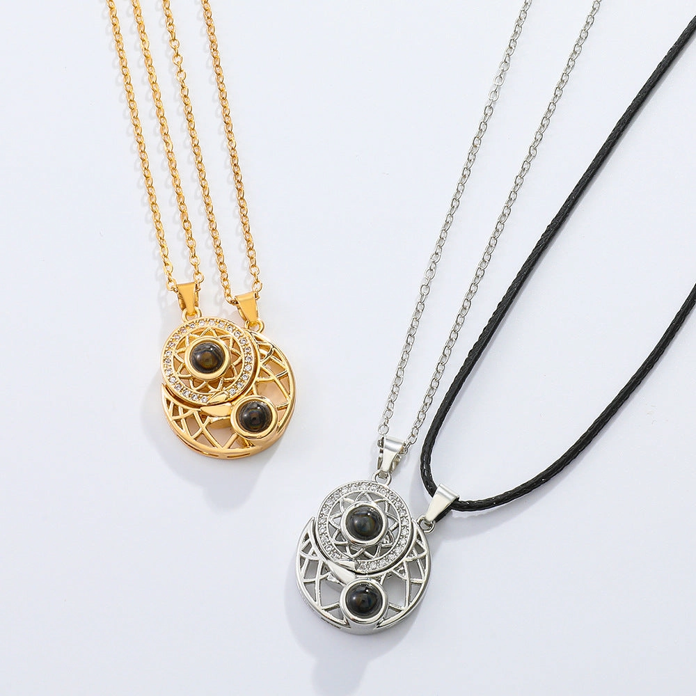Wholesale Couple Projection Magnetic Attraction Pendant Clavicle Chain