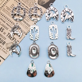 Wholesale Cowboy Collection: Silver Alloy Cowboy Hat, Cowboy Boots, Necklace, Bracelet, Pendant