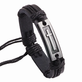 Wholesale Cowhide Cross Alloy Bracelet