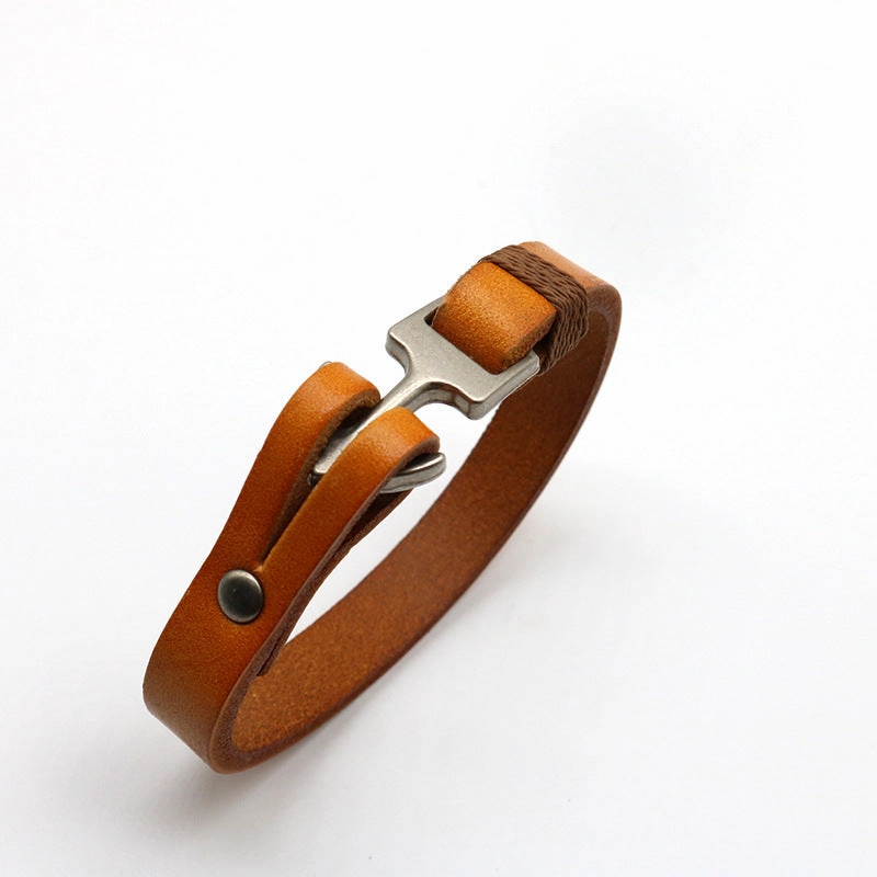 Wholesale Cowhide Smooth Personalized Boat Anchor Woven Bracelet