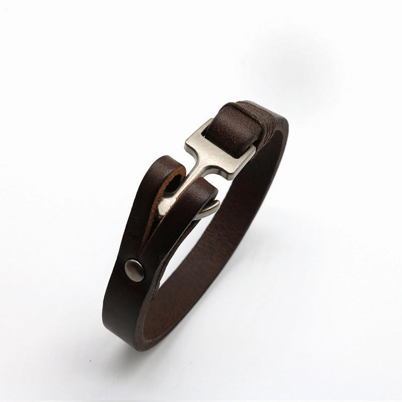 Wholesale Cowhide Smooth Personalized Boat Anchor Woven Bracelet