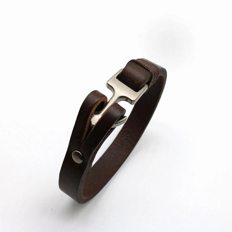 Wholesale Cowhide Smooth Personalized Boat Anchor Woven Bracelet
