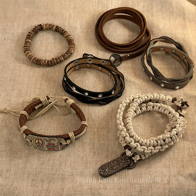 Wholesale Cowhide Woven Bohemian Style Bracelet