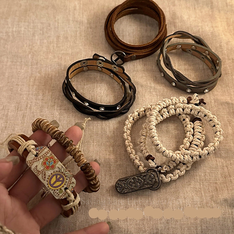 Wholesale Cowhide Woven Bohemian Style Bracelet