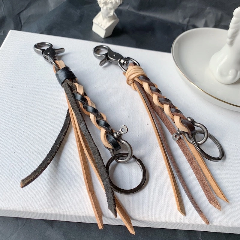 Wholesale Cowhide Woven Waist Hanging Minimalist Keychains