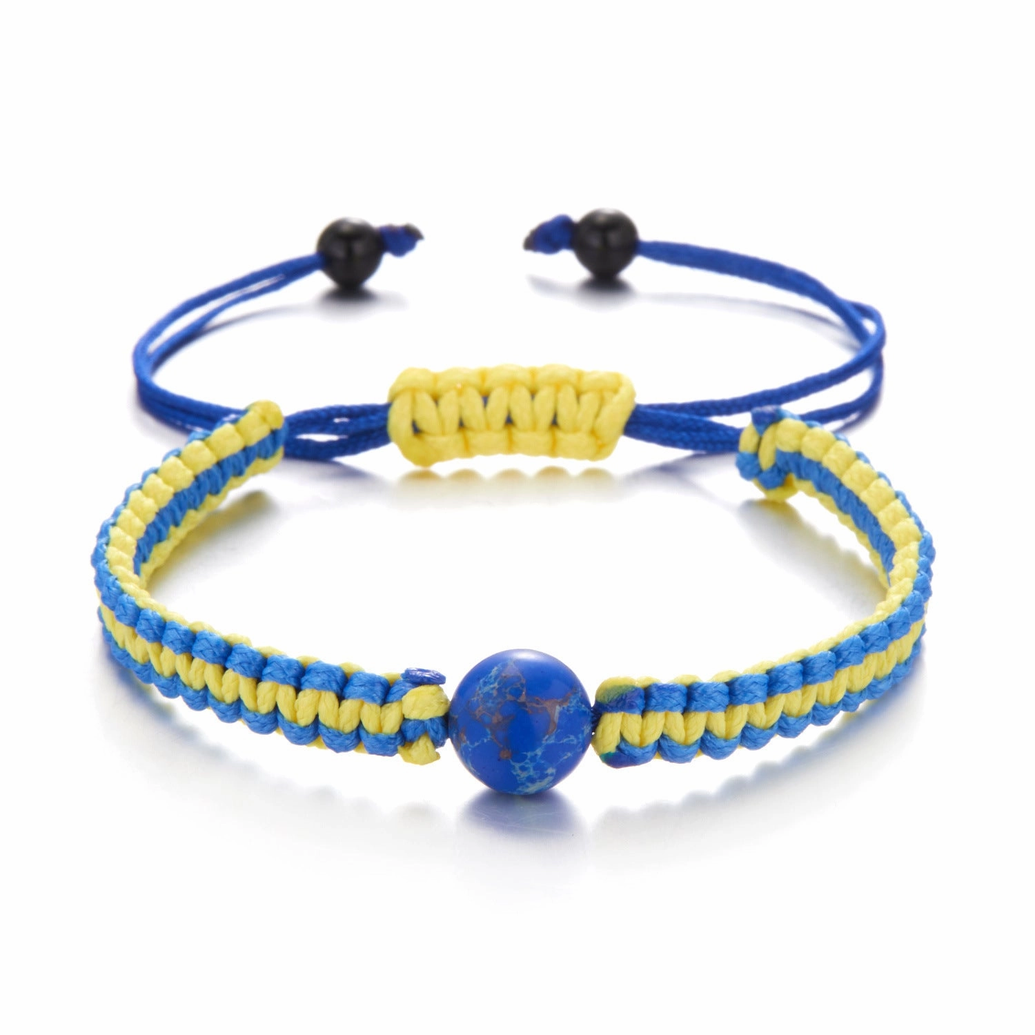Wholesale Creative Color Matching Yellow and Blue Handwoven Adjustable Bracelet
