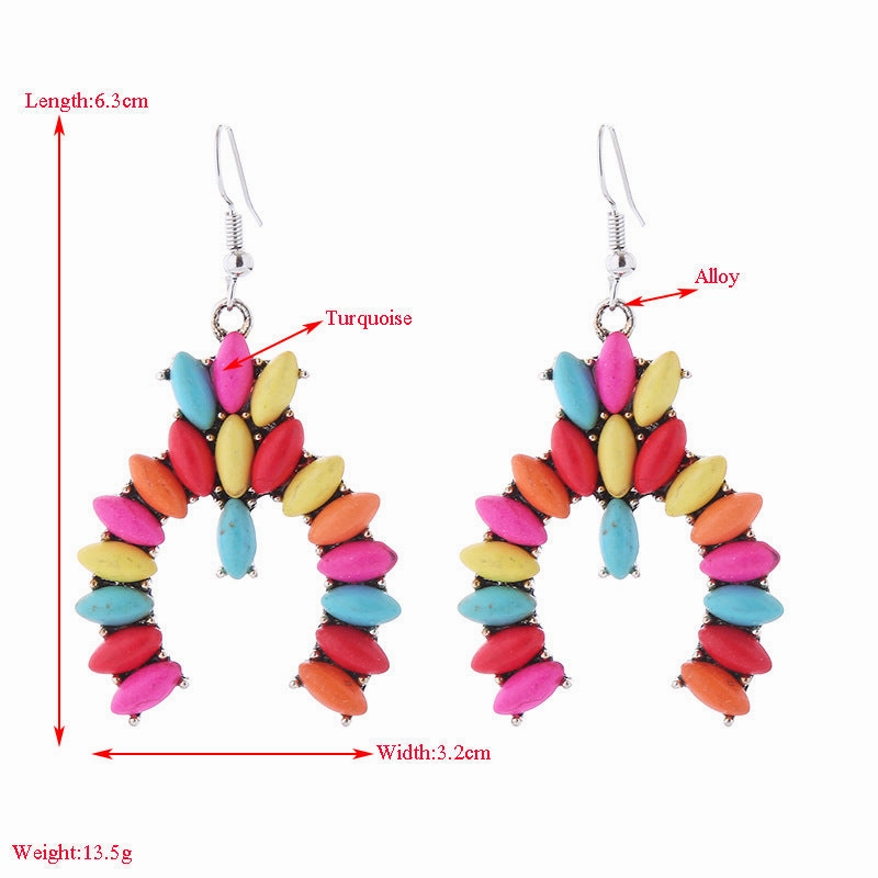 Wholesale Creative Colorful Turquoise Boho Ethnic Style Earrings