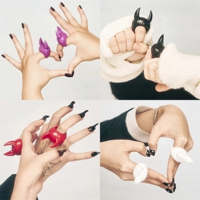 Wholesale Creative Devil Horn Resin Ring