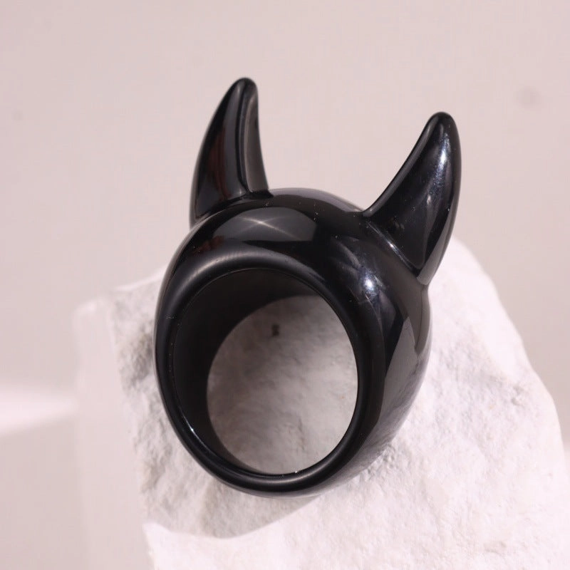 Wholesale Creative Devil Horn Resin Ring