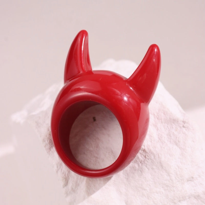 Wholesale Creative Devil Horn Resin Ring