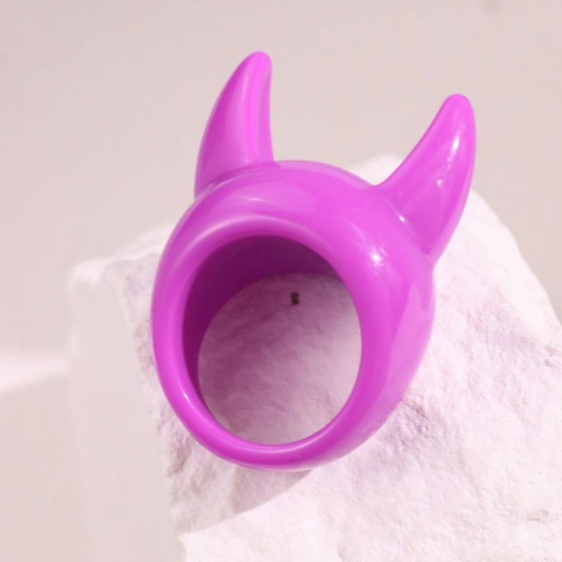Wholesale Creative Devil Horn Resin Ring