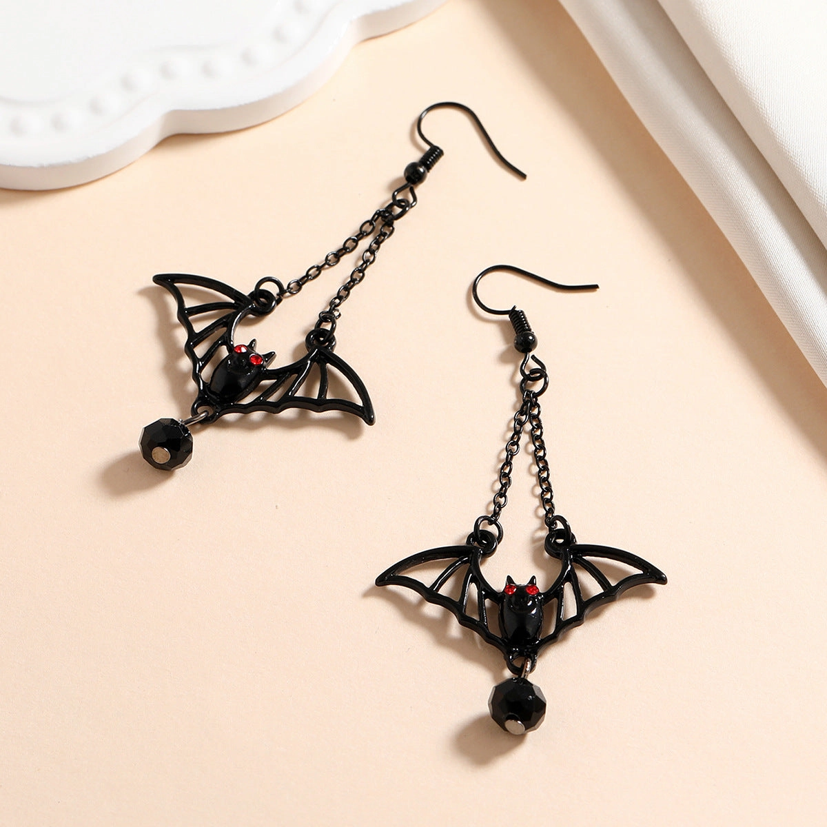 Wholesale Creative Exaggerated Halloween Retro All-match Gothic Black Bat Earrings