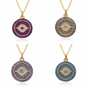 Wholesale Creative Exaggerated Round Devil Eye Necklace Clavicle Chain