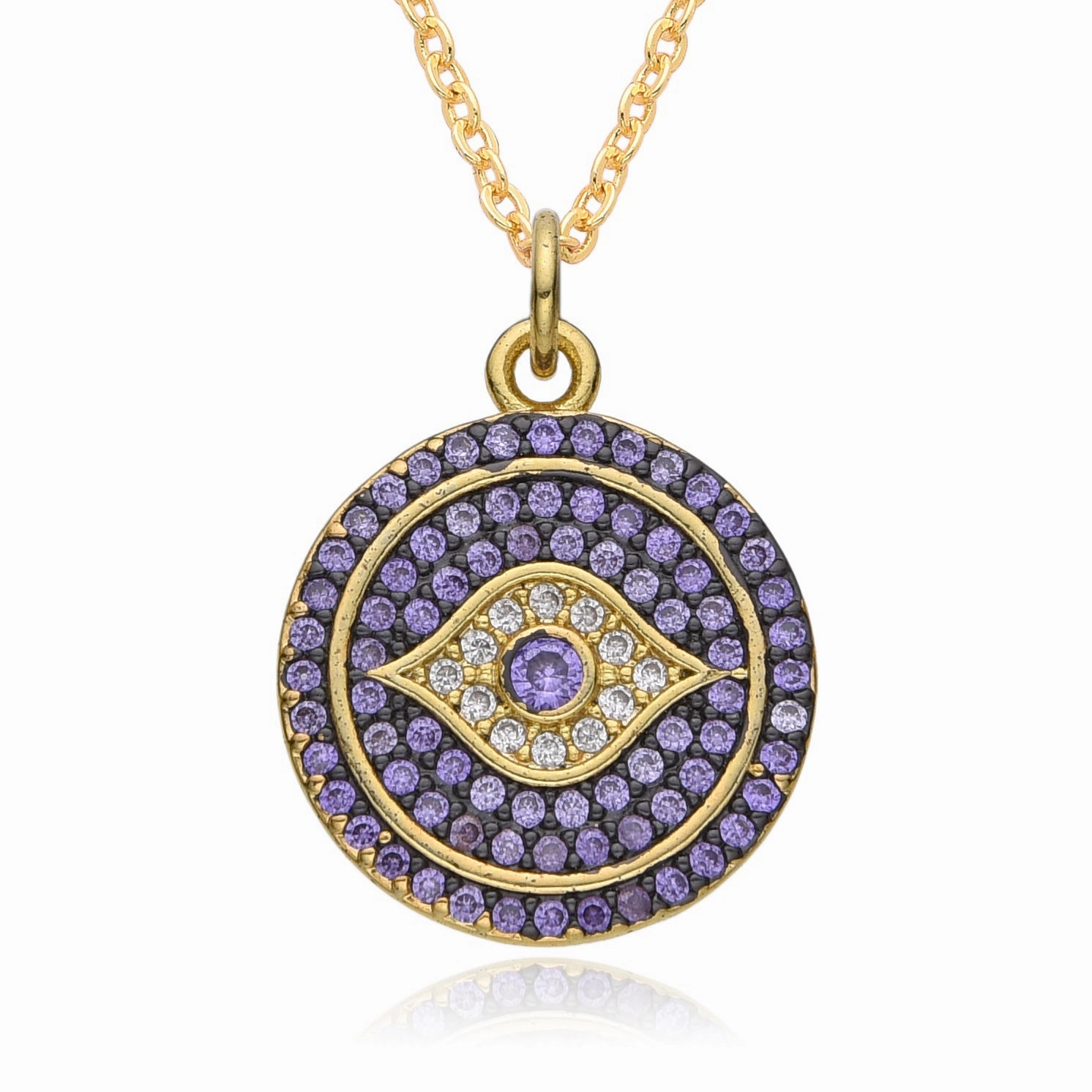Wholesale Creative Exaggerated Round Devil Eye Necklace Clavicle Chain
