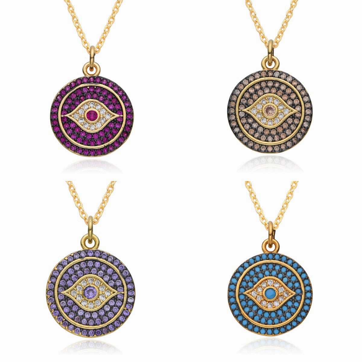 Wholesale Creative Exaggerated Round Devil Eye Necklace Clavicle Chain