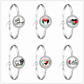 Wholesale Creative Flag Badge Pattern Time Gemstone Bracelet
