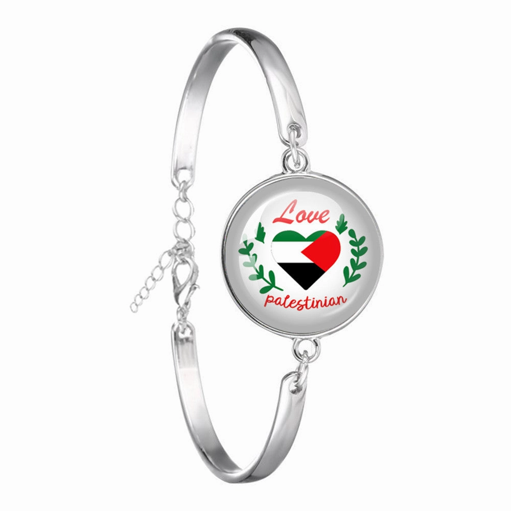 Wholesale Creative Flag Badge Pattern Time Gemstone Bracelet