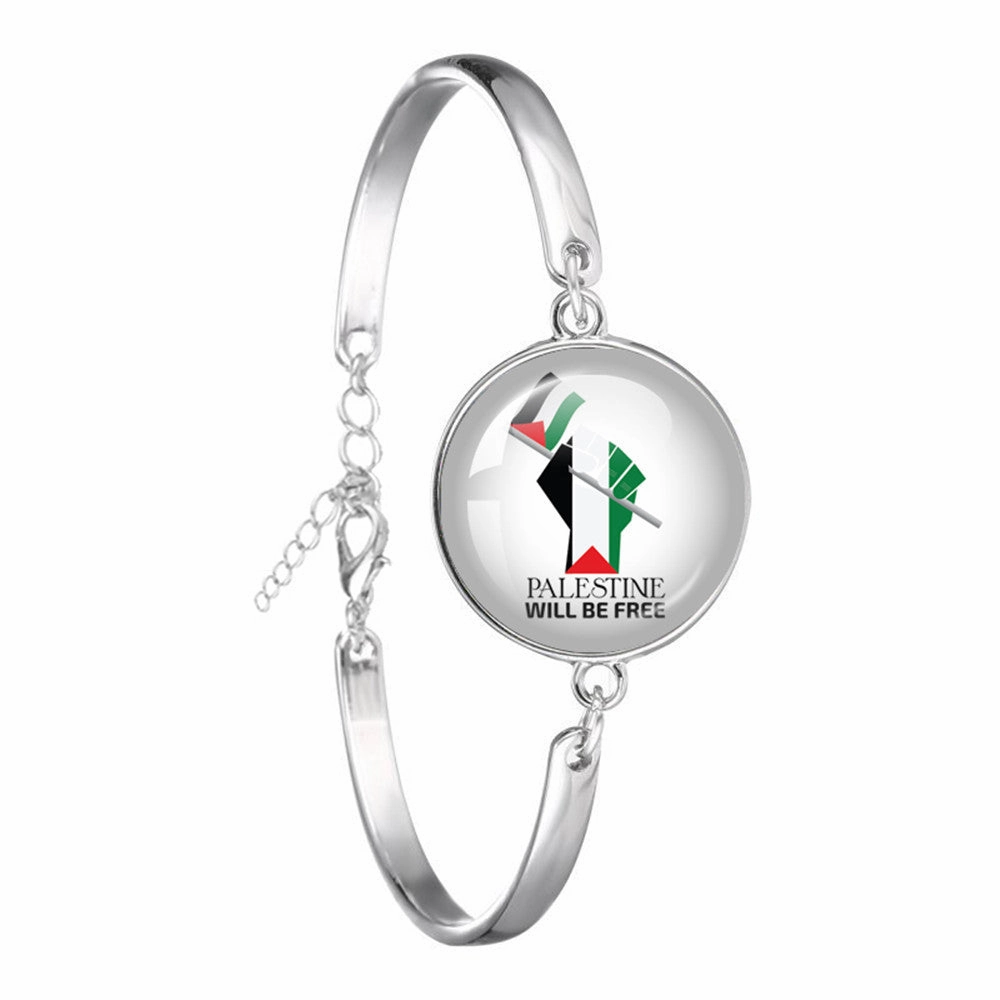 Wholesale Creative Flag Badge Pattern Time Gemstone Bracelet