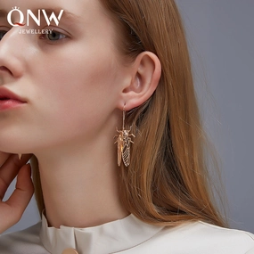 Wholesale Creative Insect Golden Cicada Earrings