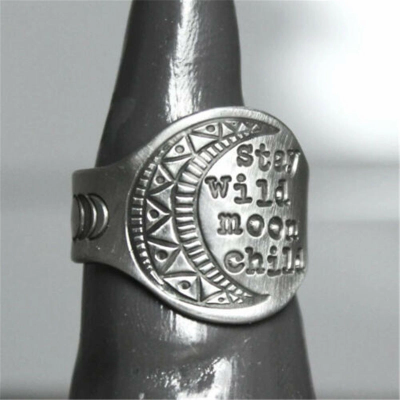 Wholesale Creative Letter Disc Engraved Ring