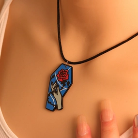 Wholesale Creative Skull Rose Acrylic Personalized Retro Fun Necklaces