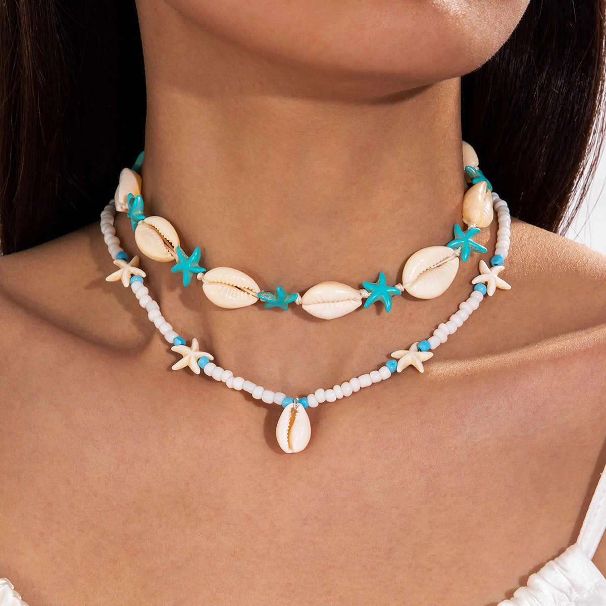 Wholesale Cross-border seaside holiday series beaded beach starfish shell necklace