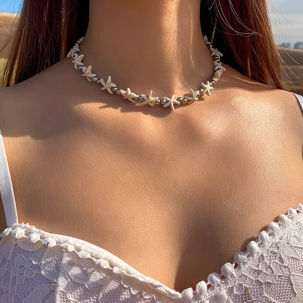 Wholesale Cross-border seaside holiday series beaded beach starfish shell necklace