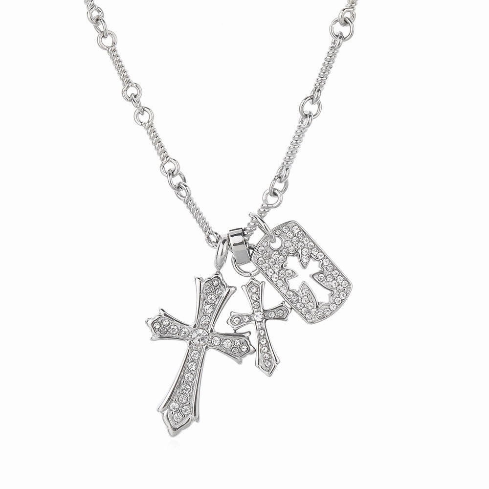 Wholesale Cross diamond titanium steel necklace