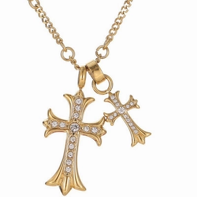 Wholesale Cross diamond titanium steel necklace