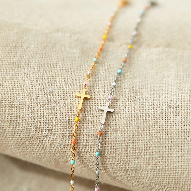Wholesale Cross Enamel Silver Bracelets