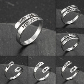 Wholesale Cross English Alphabet Titanium Steel Rings