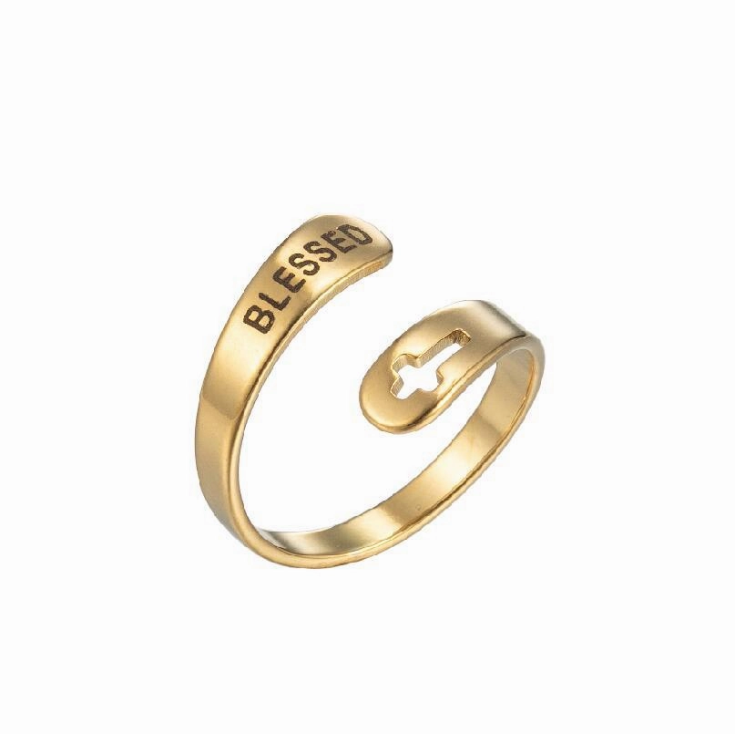 Wholesale Cross English Alphabet Titanium Steel Rings