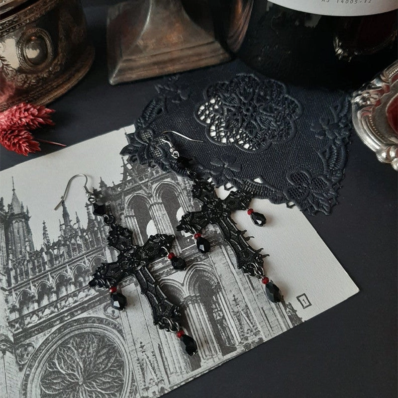 Wholesale Cross Gothic Dark Cross Earrings