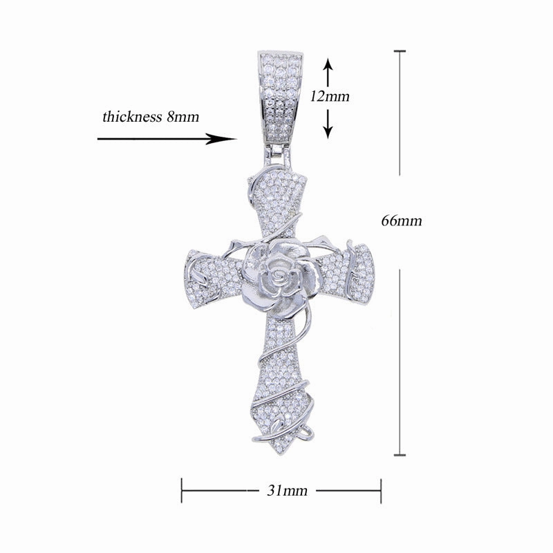 Wholesale Cross Personality Creative Rose Hip-Hop Necklace
